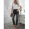 imageSidefeel Womens Boyfriend Jeans Stretchy Ripped Distressed Zimbaplatinum Denim Pants Size 418C Black