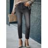 imageSidefeel Womens Boyfriend Jeans Stretchy Ripped Distressed Zimbaplatinum Denim Pants Size 418C Black