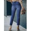 imageSidefeel Womens Boyfriend Jeans Stretchy Ripped Distressed Zimbaplatinum Denim Pants Size 418C Dark Blue