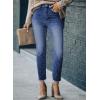imageSidefeel Womens Boyfriend Jeans Stretchy Ripped Distressed Zimbaplatinum Denim Pants Size 418C Dark Blue