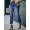 imageSidefeel Womens Boyfriend Jeans Stretchy Ripped Distressed Zimbaplatinum Denim Pants Size 418C Dark Blue