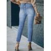imageSidefeel Womens Boyfriend Jeans Stretchy Ripped Distressed Zimbaplatinum Denim Pants Size 418C Sky Blue