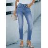 imageSidefeel Womens Boyfriend Jeans Stretchy Ripped Distressed Zimbaplatinum Denim Pants Size 418C Sky Blue