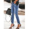 imageSidefeel Womens Boyfriend Jeans Stretchy Ripped Distressed Zimbaplatinum Denim Pants Size 418Dark Blue