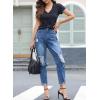 imageSidefeel Womens Boyfriend Jeans Stretchy Ripped Distressed Zimbaplatinum Denim Pants Size 418Dark Blue