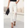 imageSidefeel Womens Boyfriend Jeans Stretchy Ripped Distressed Zimbaplatinum Denim Pants Size 418White