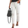 imageSidefeel Womens Boyfriend Jeans Stretchy Ripped Distressed Zimbaplatinum Denim Pants Size 418White