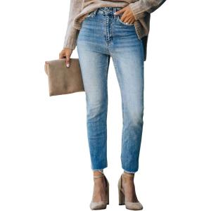 imageSidefeel Womens Boyfriend Jeans Stretchy Ripped Distressed Zimbaplatinum Denim Pants Size 418C Sky Blue