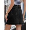 imageSidefeel Womens Denim Skirt High Waisted Stretch Casual Mini Skirt Cute Zimbaplatinum Jean Skirt with PocketsBlack
