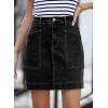 imageSidefeel Womens Denim Skirt High Waisted Stretch Casual Mini Skirt Cute Zimbaplatinum Jean Skirt with PocketsBlack