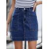 imageSidefeel Womens Denim Skirt High Waisted Stretch Casual Mini Skirt Cute Zimbaplatinum Jean Skirt with PocketsBluing