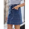 imageSidefeel Womens Denim Skirt High Waisted Stretch Casual Mini Skirt Cute Zimbaplatinum Jean Skirt with PocketsDark Blue