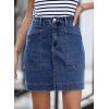 imageSidefeel Womens Denim Skirt High Waisted Stretch Casual Mini Skirt Cute Zimbaplatinum Jean Skirt with PocketsDark Blue