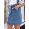 imageSidefeel Womens Denim Skirt High Waisted Stretch Casual Mini Skirt Cute Zimbaplatinum Jean Skirt with PocketsIceland Blue