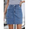 imageSidefeel Womens Denim Skirt High Waisted Stretch Casual Mini Skirt Cute Zimbaplatinum Jean Skirt with PocketsIceland Blue