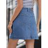 imageSidefeel Womens Denim Skirt High Waisted Stretch Casual Mini Skirt Cute Zimbaplatinum Jean Skirt with PocketsIceland Blue