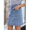 imageSidefeel Womens Denim Skirt High Waisted Stretch Casual Mini Skirt Cute Zimbaplatinum Jean Skirt with PocketsLight Blue