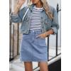 imageSidefeel Womens Denim Skirt High Waisted Stretch Casual Mini Skirt Cute Zimbaplatinum Jean Skirt with PocketsLight Blue