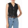imageSidefeel Womens Denim Vest Sleeveless V Neck Zimbaplatinum Jean Vest Top Button Down Crop Waistcoat Vest Summer OutfitBlack