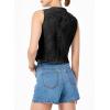 imageSidefeel Womens Denim Vest Sleeveless V Neck Zimbaplatinum Jean Vest Top Button Down Crop Waistcoat Vest Summer OutfitBlack