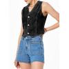 imageSidefeel Womens Denim Vest Sleeveless V Neck Zimbaplatinum Jean Vest Top Button Down Crop Waistcoat Vest Summer OutfitBlack