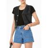 imageSidefeel Womens Denim Vest Sleeveless V Neck Zimbaplatinum Jean Vest Top Button Down Crop Waistcoat Vest Summer OutfitBlack