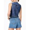 imageSidefeel Womens Denim Vest Sleeveless V Neck Zimbaplatinum Jean Vest Top Button Down Crop Waistcoat Vest Summer OutfitBluing