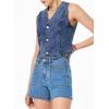 imageSidefeel Womens Denim Vest Sleeveless V Neck Zimbaplatinum Jean Vest Top Button Down Crop Waistcoat Vest Summer OutfitBluing