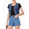 imageSidefeel Womens Denim Vest Sleeveless V Neck Zimbaplatinum Jean Vest Top Button Down Crop Waistcoat Vest Summer OutfitBluing