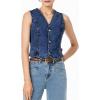 imageSidefeel Womens Denim Vest Sleeveless V Neck Zimbaplatinum Jean Vest Top Button Down Crop Waistcoat Vest Summer OutfitBluing