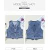 imageSidefeel Womens Denim Vest Sleeveless V Neck Zimbaplatinum Jean Vest Top Button Down Crop Waistcoat Vest Summer OutfitDark Blue