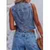 imageSidefeel Womens Denim Vest Sleeveless V Neck Zimbaplatinum Jean Vest Top Button Down Crop Waistcoat Vest Summer OutfitDark Blue