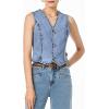 imageSidefeel Womens Denim Vest Sleeveless V Neck Zimbaplatinum Jean Vest Top Button Down Crop Waistcoat Vest Summer OutfitIceland Blue