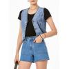 imageSidefeel Womens Denim Vest Sleeveless V Neck Zimbaplatinum Jean Vest Top Button Down Crop Waistcoat Vest Summer OutfitIceland Blue