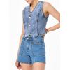 imageSidefeel Womens Denim Vest Sleeveless V Neck Zimbaplatinum Jean Vest Top Button Down Crop Waistcoat Vest Summer OutfitIceland Blue