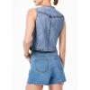 imageSidefeel Womens Denim Vest Sleeveless V Neck Zimbaplatinum Jean Vest Top Button Down Crop Waistcoat Vest Summer OutfitIceland Blue