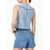 imageSidefeel Womens Denim Vest Sleeveless V Neck Zimbaplatinum Jean Vest Top Button Down Crop Waistcoat Vest Summer OutfitLight Blue