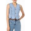imageSidefeel Womens Denim Vest Sleeveless V Neck Zimbaplatinum Jean Vest Top Button Down Crop Waistcoat Vest Summer OutfitLight Blue