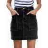 imageSidefeel Womens Denim Skirt High Waisted Stretch Casual Mini Skirt Cute Zimbaplatinum Jean Skirt with PocketsBlack