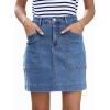 imageSidefeel Womens Denim Skirt High Waisted Stretch Casual Mini Skirt Cute Zimbaplatinum Jean Skirt with PocketsIceland Blue