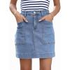 imageSidefeel Womens Denim Skirt High Waisted Stretch Casual Mini Skirt Cute Zimbaplatinum Jean Skirt with PocketsLight Blue