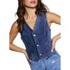 imageSidefeel Womens Denim Vest Sleeveless V Neck Zimbaplatinum Jean Vest Top Button Down Crop Waistcoat Vest Summer OutfitBluing