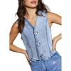 imageSidefeel Womens Denim Vest Sleeveless V Neck Zimbaplatinum Jean Vest Top Button Down Crop Waistcoat Vest Summer OutfitLight Blue