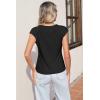 imageSidefeel Womens Tops Casual Crewneck Cap Sleeve Tops Ribbed Raw Hem Summer T Shirts Slim Fit Basic Tees BlousesBlack