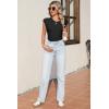 imageSidefeel Womens Tops Casual Crewneck Cap Sleeve Tops Ribbed Raw Hem Summer T Shirts Slim Fit Basic Tees BlousesBlack