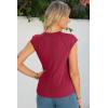 imageSidefeel Womens Tops Casual Crewneck Cap Sleeve Tops Ribbed Raw Hem Summer T Shirts Slim Fit Basic Tees BlousesBurgundy