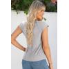 imageSidefeel Womens Tops Casual Crewneck Cap Sleeve Tops Ribbed Raw Hem Summer T Shirts Slim Fit Basic Tees BlousesGray