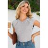 imageSidefeel Womens Tops Casual Crewneck Cap Sleeve Tops Ribbed Raw Hem Summer T Shirts Slim Fit Basic Tees BlousesGray
