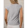 imageSidefeel Womens Tops Casual Crewneck Cap Sleeve Tops Ribbed Raw Hem Summer T Shirts Slim Fit Basic Tees BlousesGray