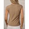 imageSidefeel Womens Tops Casual Crewneck Cap Sleeve Tops Ribbed Raw Hem Summer T Shirts Slim Fit Basic Tees BlousesKhaki